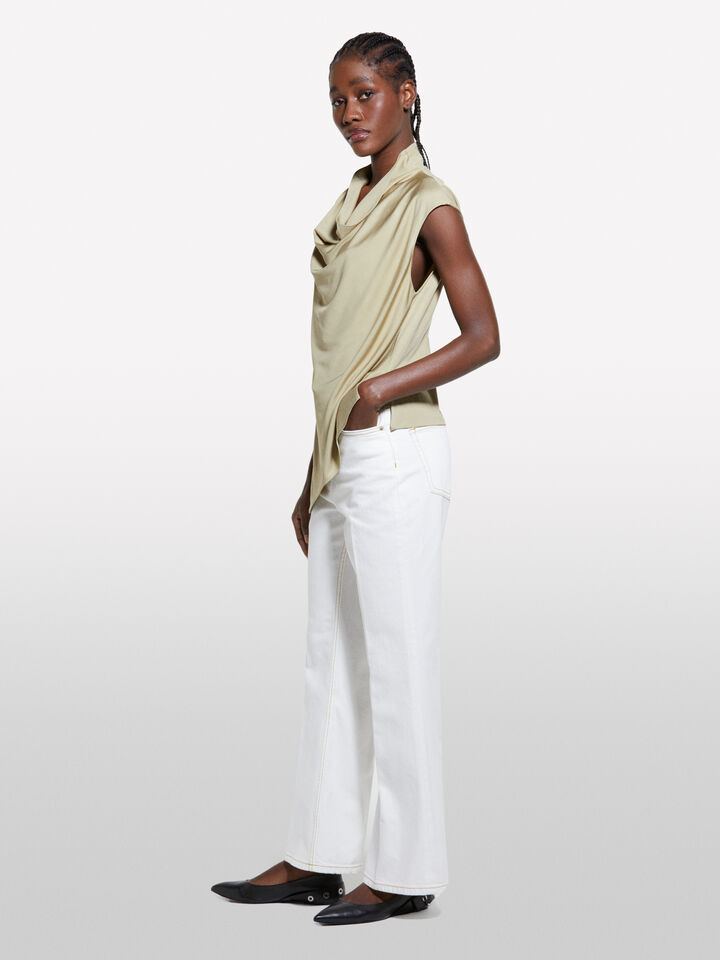 Military green draped top - blouses pour femme - Kaki | Sisley image number 2